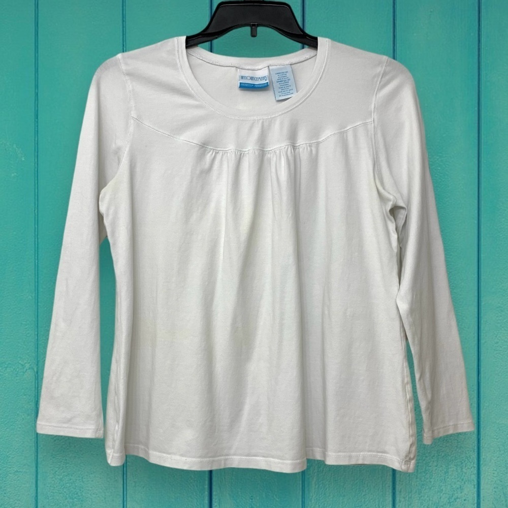 Announcements White Long Sleeve Top T-Shirt Women’s Maternity Blouse size L